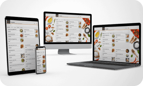 ordering website and menu